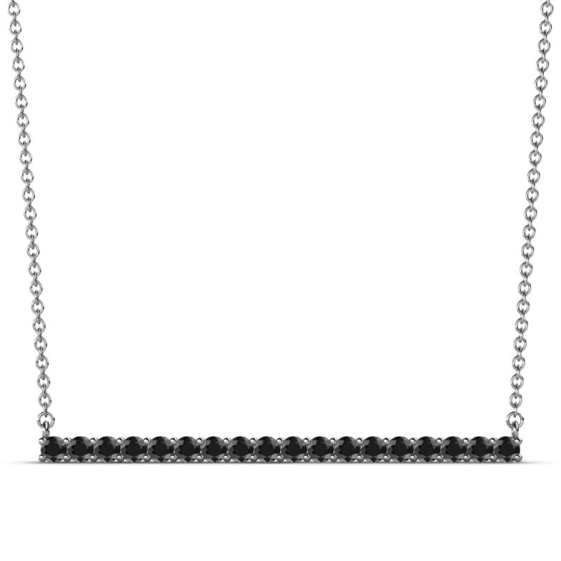 Noya 2.00 mm Round Black Diamond Horizontal Bar Pendant Necklace 