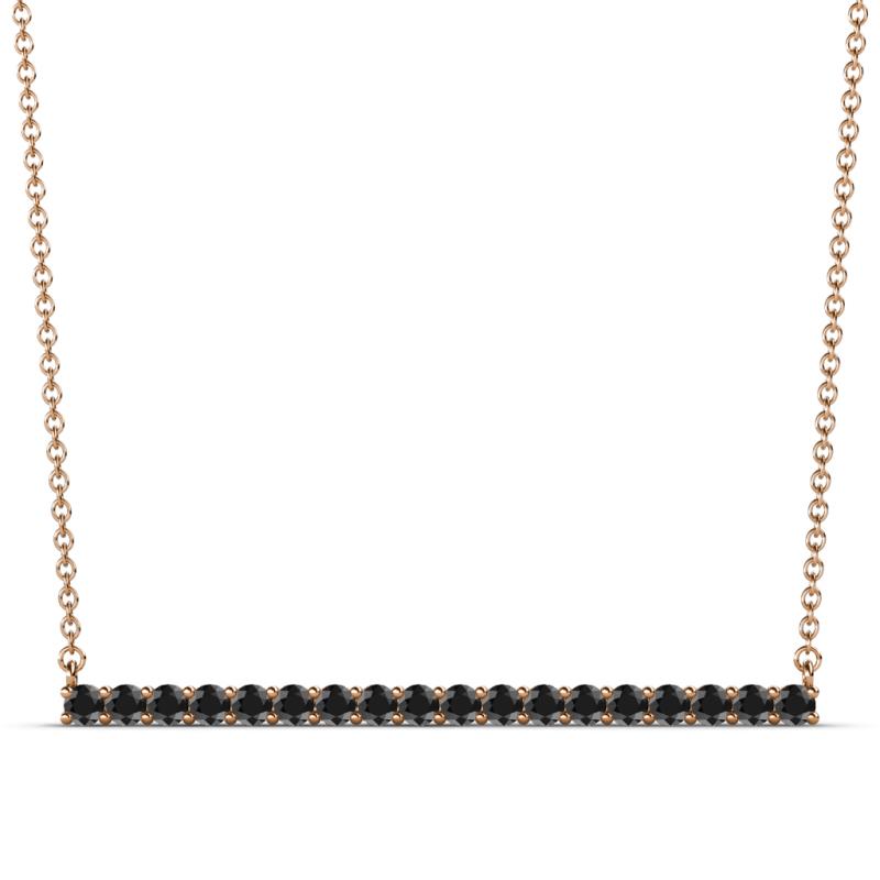 Noya 2.00 mm Round Black Diamond Horizontal Bar Pendant Necklace 