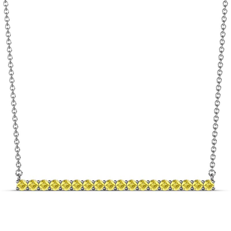 Noya 2.00 mm Round Yellow Sapphire Horizontal Bar Pendant Necklace 