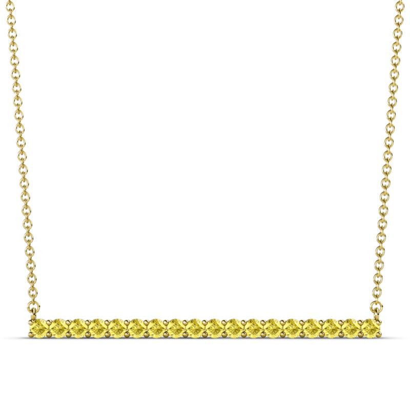 Noya 2.00 mm Round Yellow Sapphire Horizontal Bar Pendant Necklace 
