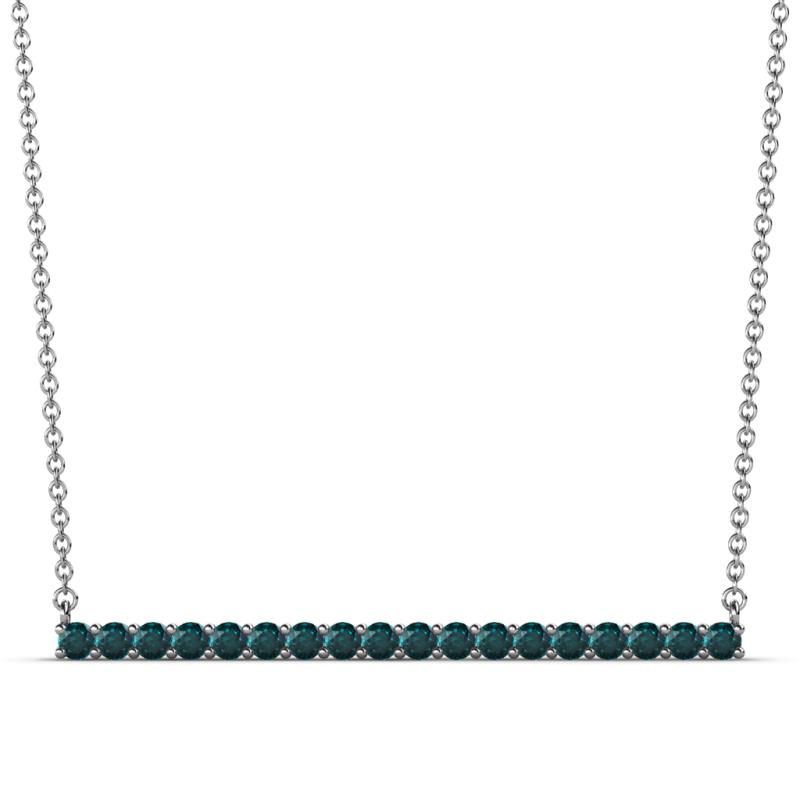 Noya 2.00 mm Round London Blue Topaz Horizontal Bar Pendant Necklace 