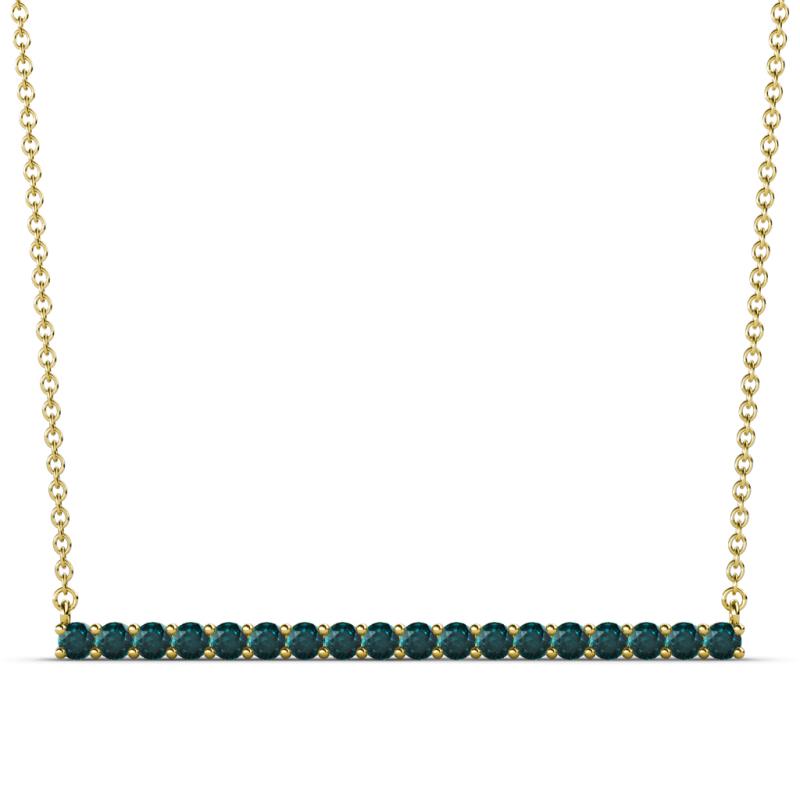 Noya 2.00 mm Round London Blue Topaz Horizontal Bar Pendant Necklace 