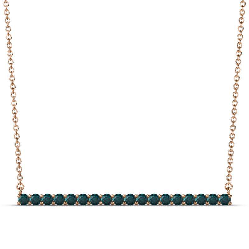 Noya 2.00 mm Round London Blue Topaz Horizontal Bar Pendant Necklace 