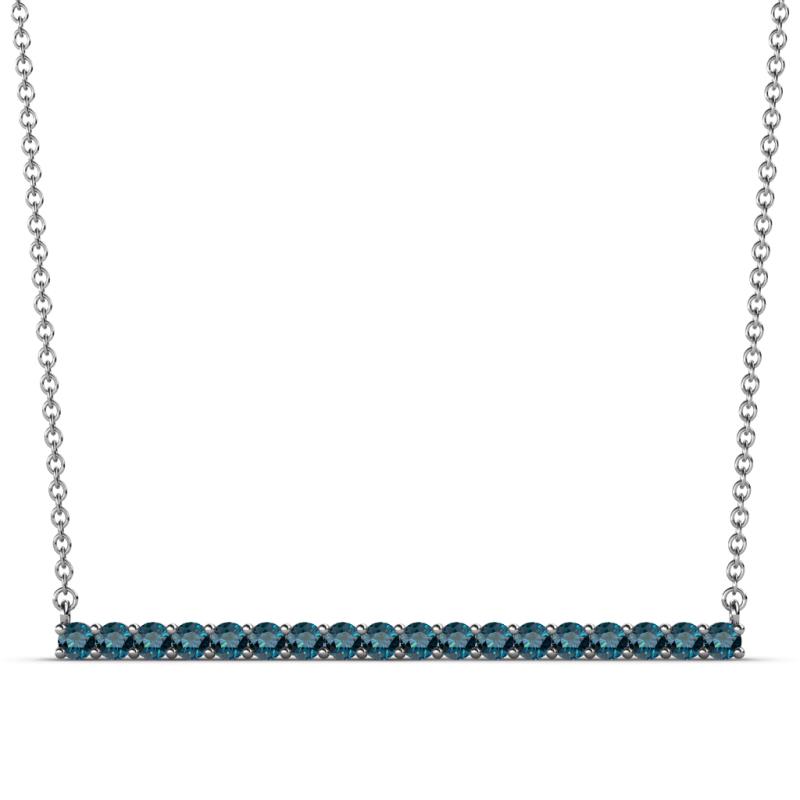 Noya 2.00 mm Round Blue Diamond Horizontal Bar Pendant Necklace 