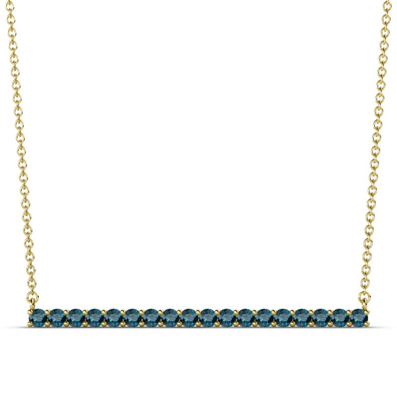 Noya 2.00 mm Round Blue Diamond Horizontal Bar Pendant Necklace 