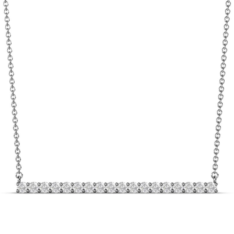 Noya 2.00 mm Round White Sapphire Horizontal Bar Pendant Necklace 