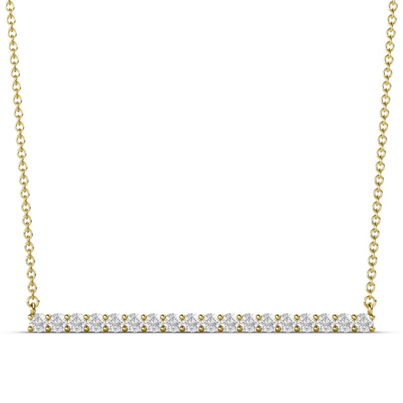 Noya 2.00 mm Round White Sapphire Horizontal Bar Pendant Necklace 