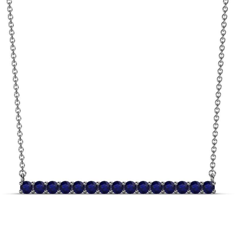 Noya 2.50 mm Round Blue Sapphire Horizontal Bar Pendant Necklace 