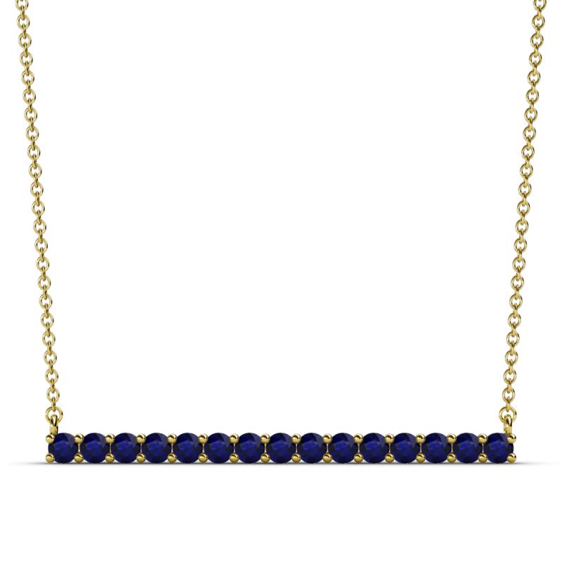 Noya 2.50 mm Round Blue Sapphire Horizontal Bar Pendant Necklace 