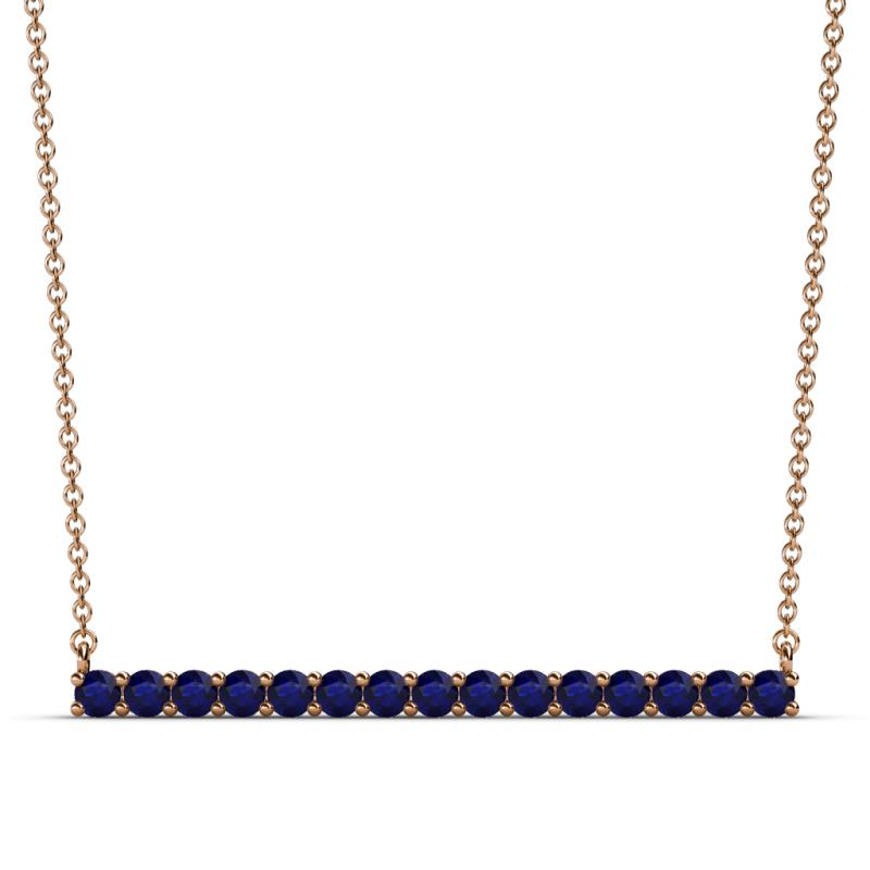 Noya 2.50 mm Round Blue Sapphire Horizontal Bar Pendant Necklace 