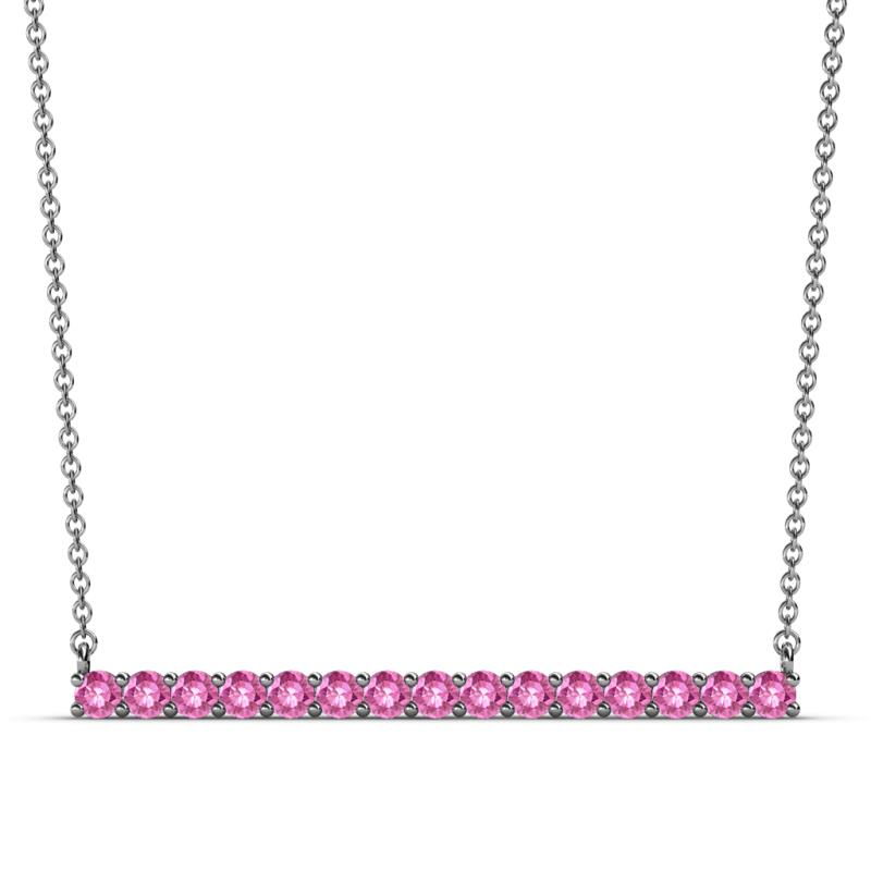 Noya 2.50 mm Round Pink Sapphire Horizontal Bar Pendant Necklace 