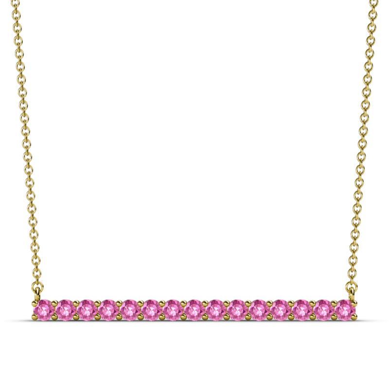 Noya 2.50 mm Round Pink Sapphire Horizontal Bar Pendant Necklace 