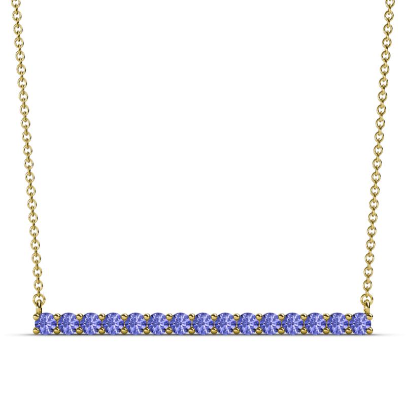 Noya 2.50 mm Round Tanzanite Horizontal Bar Pendant Necklace 