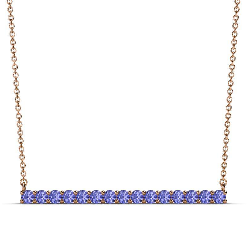 Noya 2.50 mm Round Tanzanite Horizontal Bar Pendant Necklace 