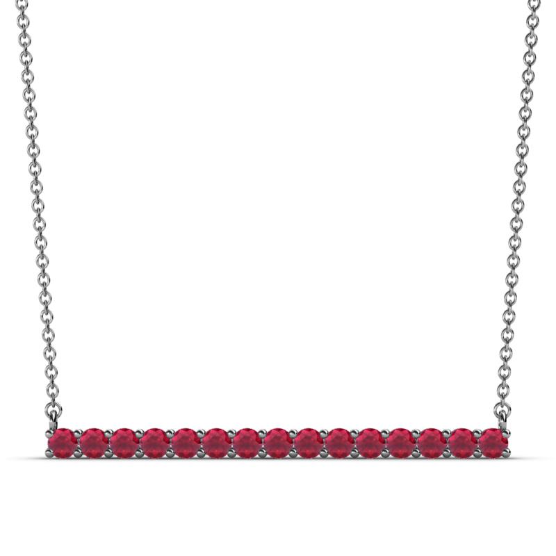 Noya 2.50 mm Round Ruby Horizontal Bar Pendant Necklace 