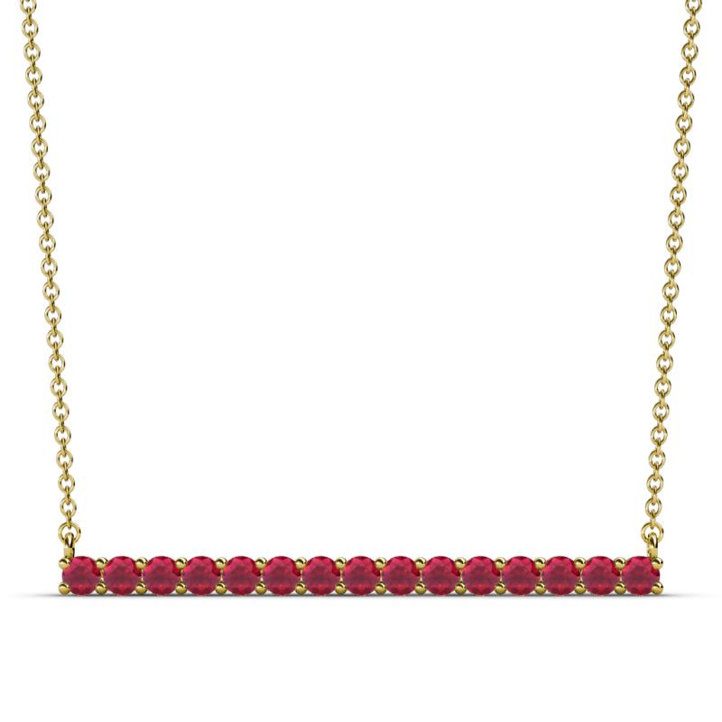 Noya 2.50 mm Round Ruby Horizontal Bar Pendant Necklace 
