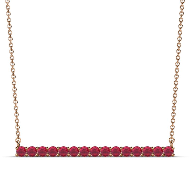 Noya 2.50 mm Round Ruby Horizontal Bar Pendant Necklace 
