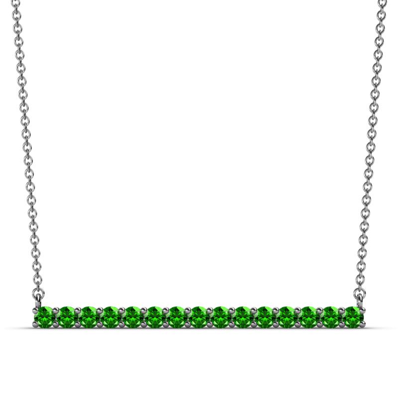 Noya 2.50 mm Round Green Garnet Horizontal Bar Pendant Necklace 