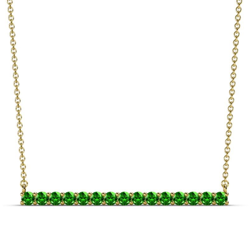 Noya 2.50 mm Round Green Garnet Horizontal Bar Pendant Necklace 