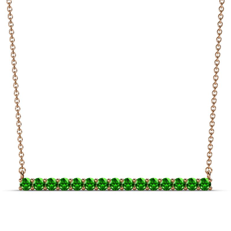 Noya 2.50 mm Round Green Garnet Horizontal Bar Pendant Necklace 