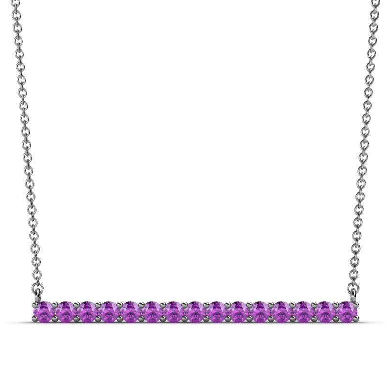 Noya 2.50 mm Round Amethyst Horizontal Bar Pendant Necklace 