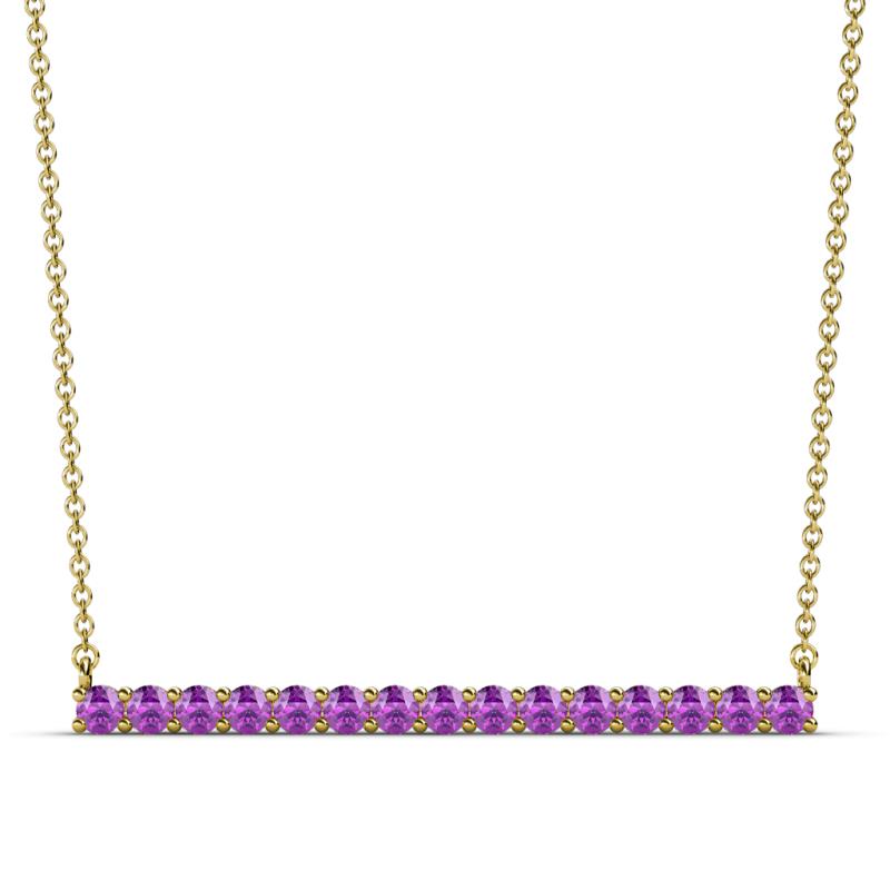 Noya 2.50 mm Round Amethyst Horizontal Bar Pendant Necklace 