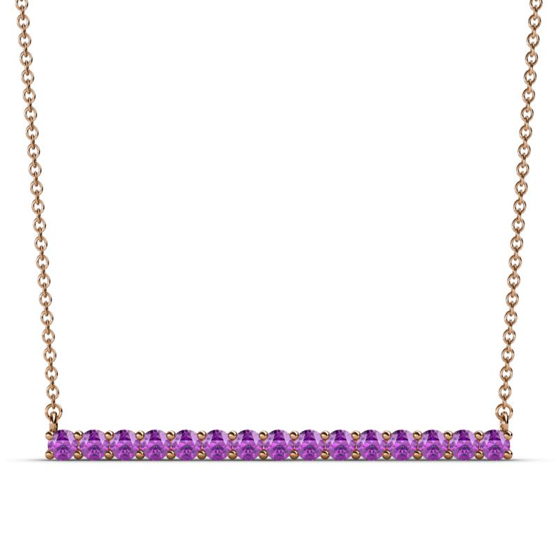 Noya 2.50 mm Round Amethyst Horizontal Bar Pendant Necklace 