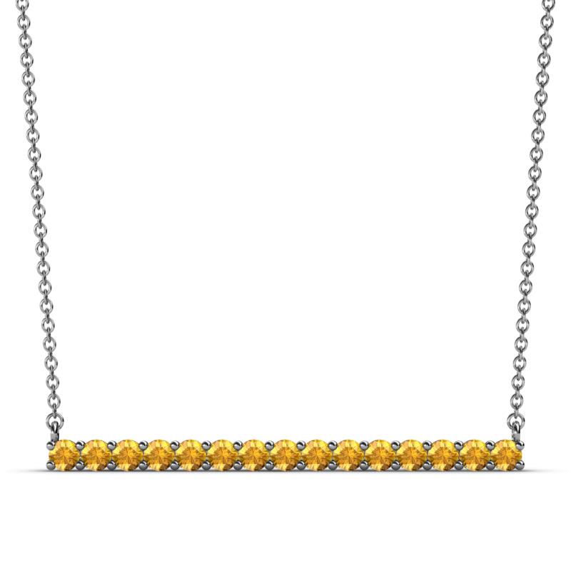 Noya 2.50 mm Round Citrine Horizontal Bar Pendant Necklace 