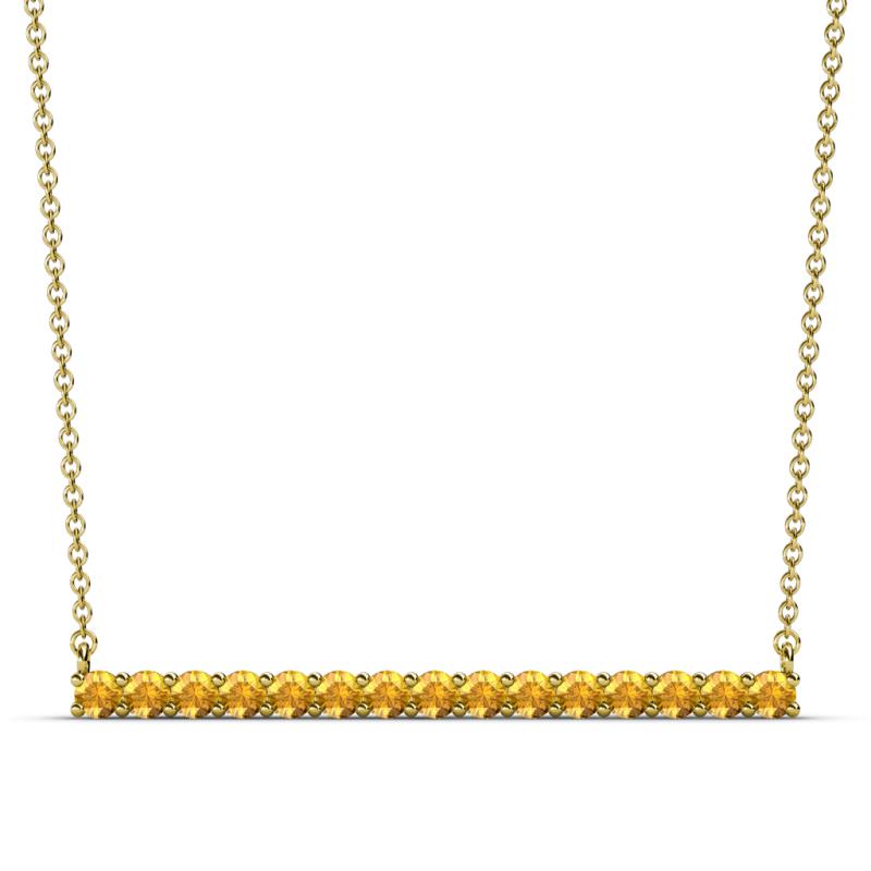Noya 2.50 mm Round Citrine Horizontal Bar Pendant Necklace 