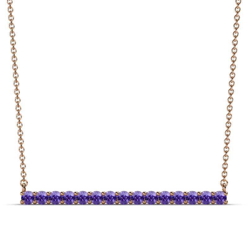 Noya 2.50 mm Round Iolite Horizontal Bar Pendant Necklace 