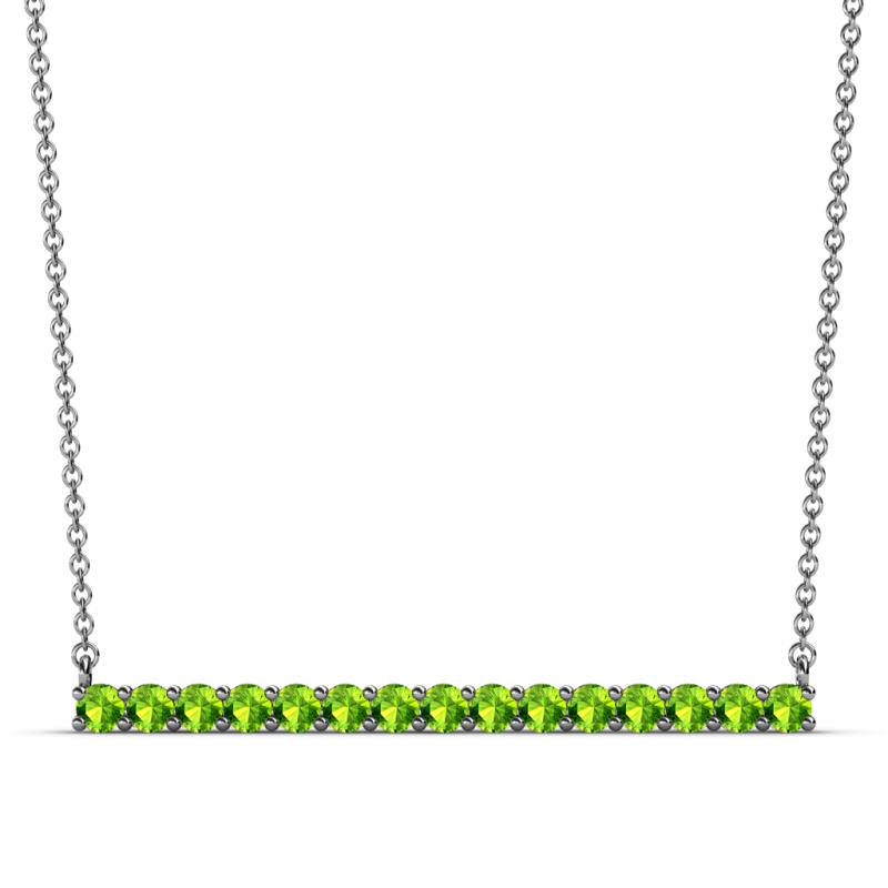 Noya 2.50 mm Round Peridot Horizontal Bar Pendant Necklace 