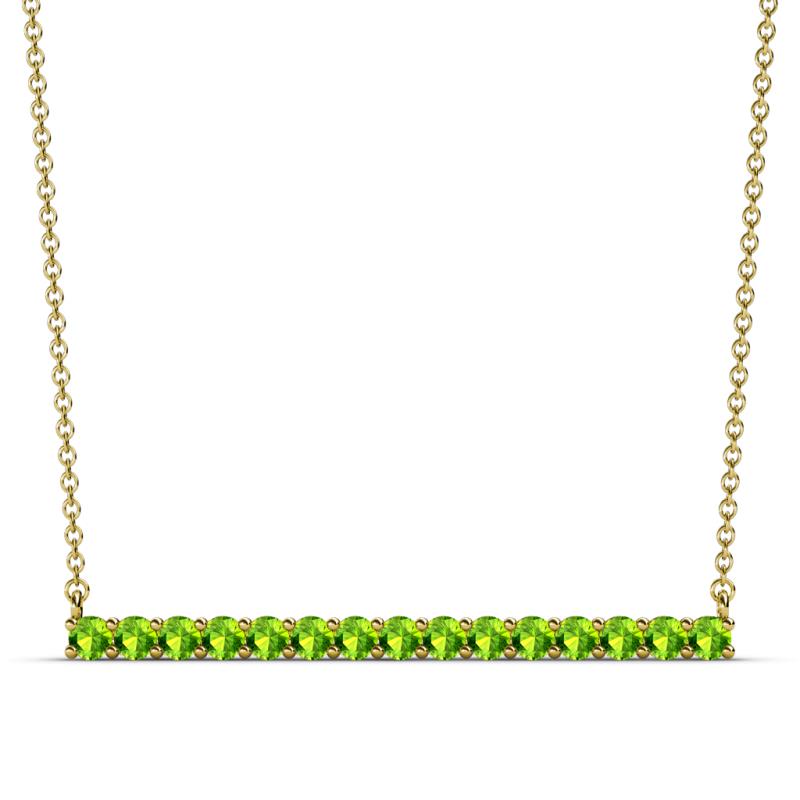 Noya 2.50 mm Round Peridot Horizontal Bar Pendant Necklace 