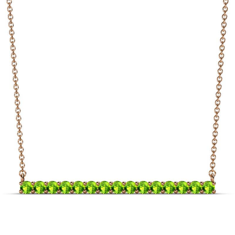 Noya 2.50 mm Round Peridot Horizontal Bar Pendant Necklace 