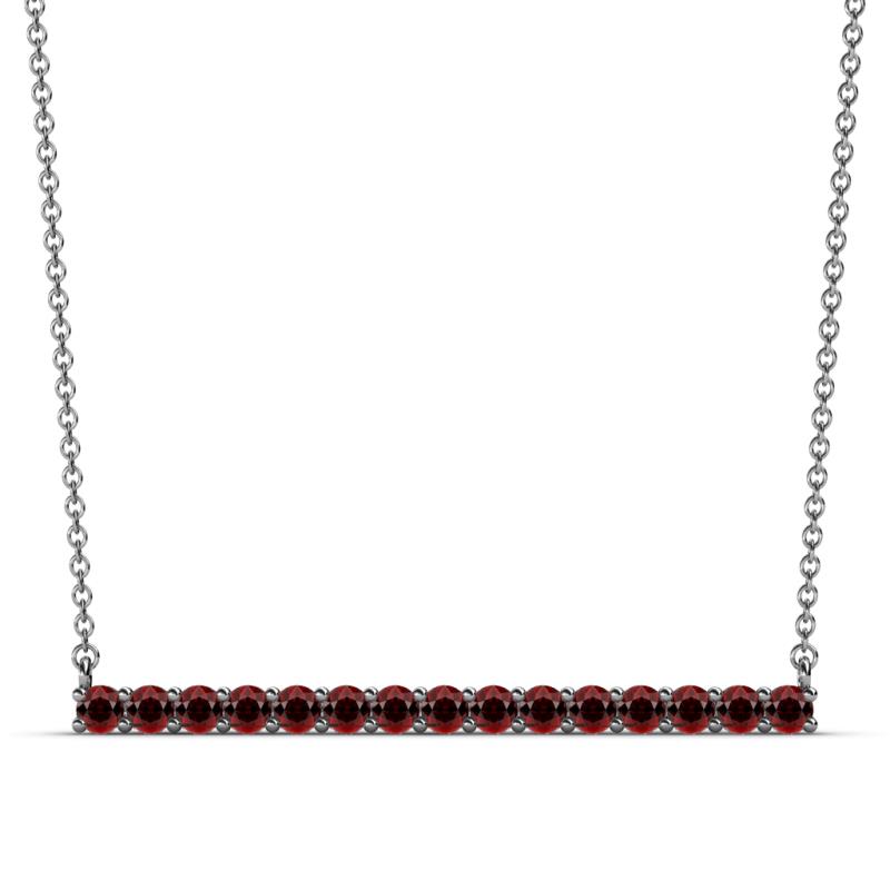 Noya 2.50 mm Round Red Garnet Horizontal Bar Pendant Necklace 