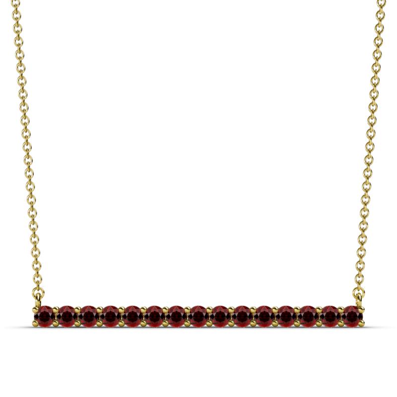 Noya 2.50 mm Round Red Garnet Horizontal Bar Pendant Necklace 