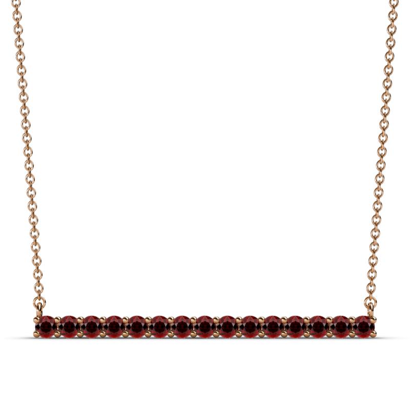 Noya 2.50 mm Round Red Garnet Horizontal Bar Pendant Necklace 
