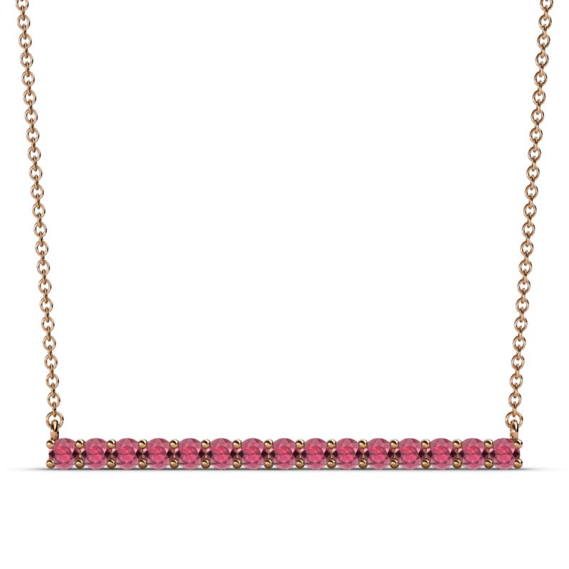 Noya 2.50 mm Round Rhodolite Garnet Horizontal Bar Pendant Necklace 