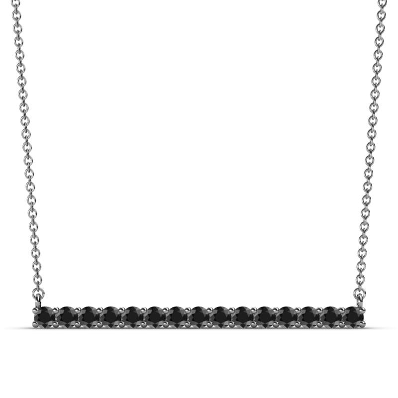 Noya 2.50 mm Round Black Diamond Horizontal Bar Pendant Necklace 