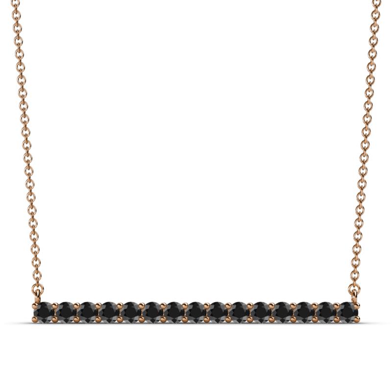 Noya 2.50 mm Round Black Diamond Horizontal Bar Pendant Necklace 
