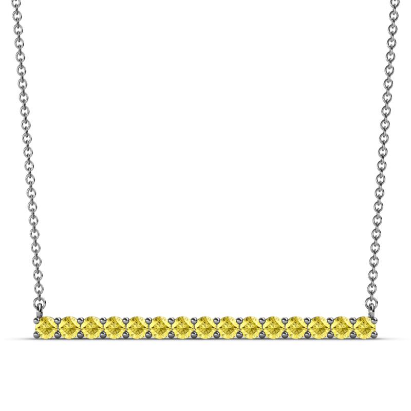 Noya 2.50 mm Round Yellow Sapphire Horizontal Bar Pendant Necklace 