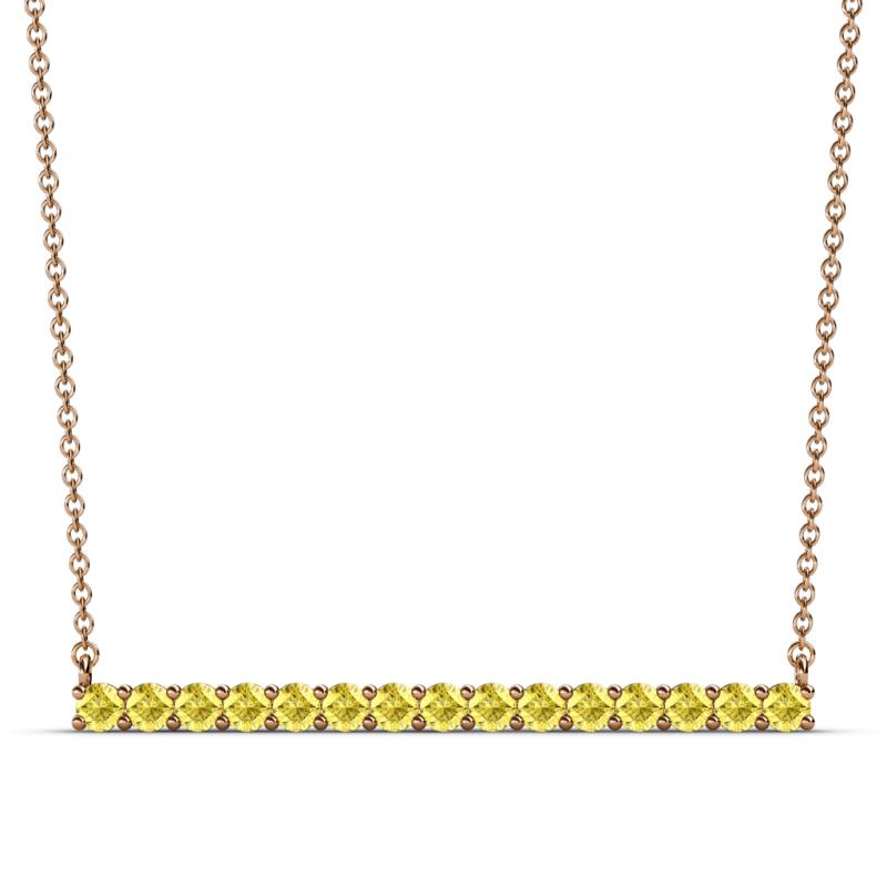 Noya 2.50 mm Round Yellow Sapphire Horizontal Bar Pendant Necklace 