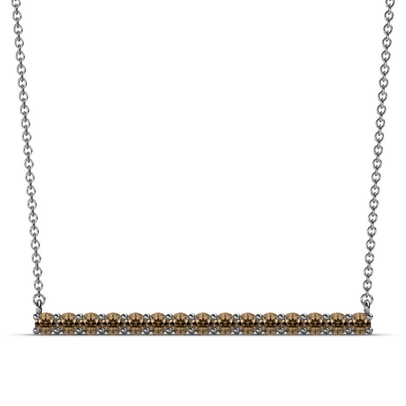 Noya 2.50 mm Round Smoky Quartz Horizontal Bar Pendant Necklace 