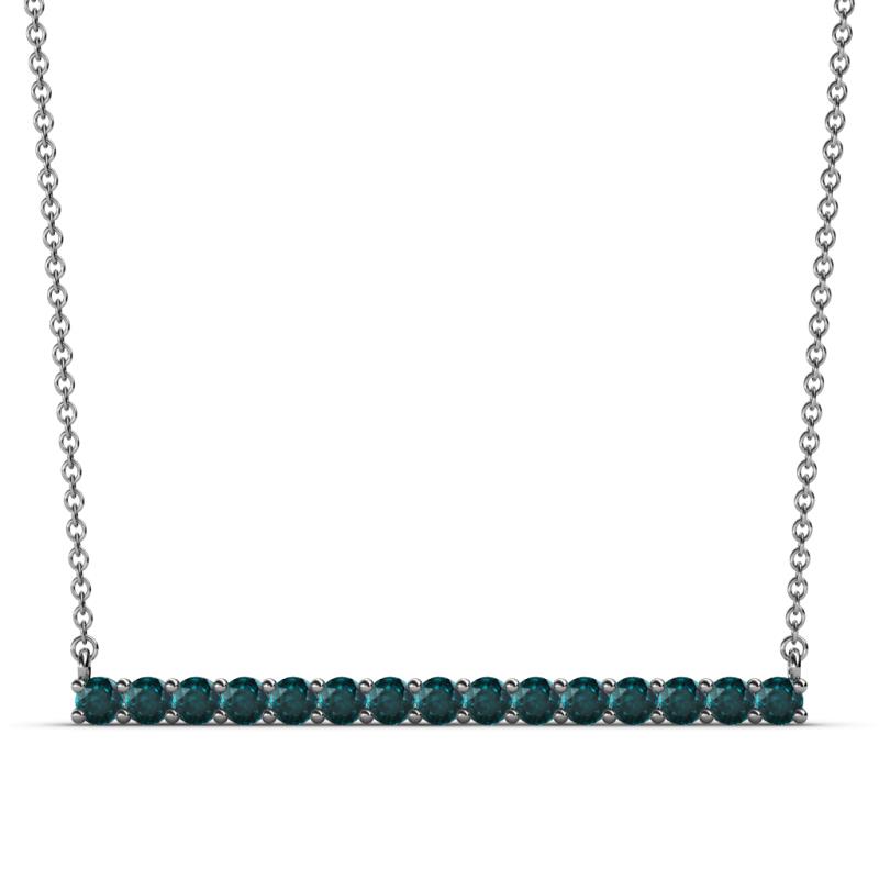 Noya 2.50 mm Round London Blue Topaz Horizontal Bar Pendant Necklace 