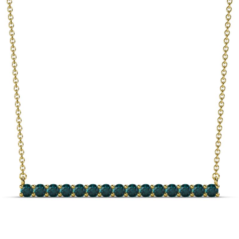 Noya 2.50 mm Round London Blue Topaz Horizontal Bar Pendant Necklace 