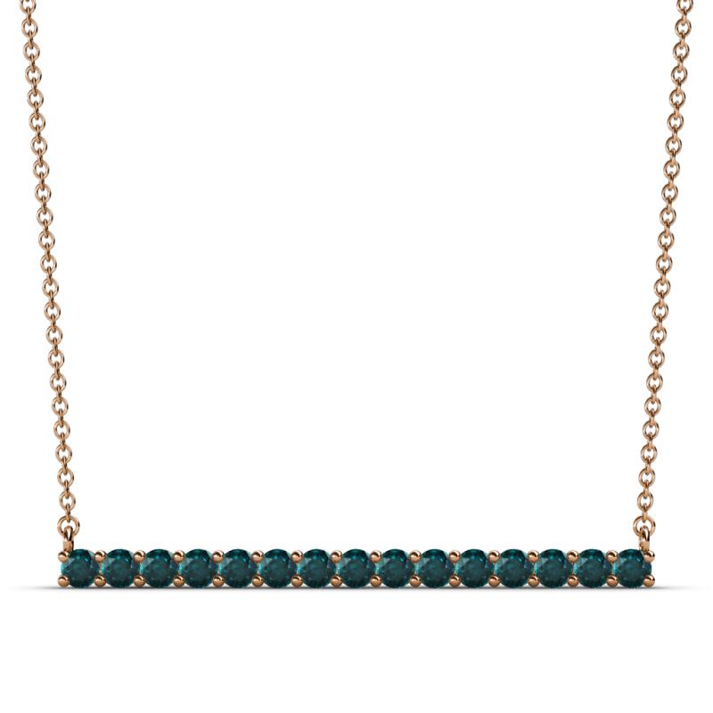 Noya 2.50 mm Round London Blue Topaz Horizontal Bar Pendant Necklace 