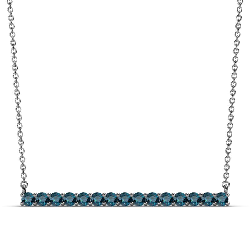 Noya 2.50 mm Round Blue Diamond Horizontal Bar Pendant Necklace 