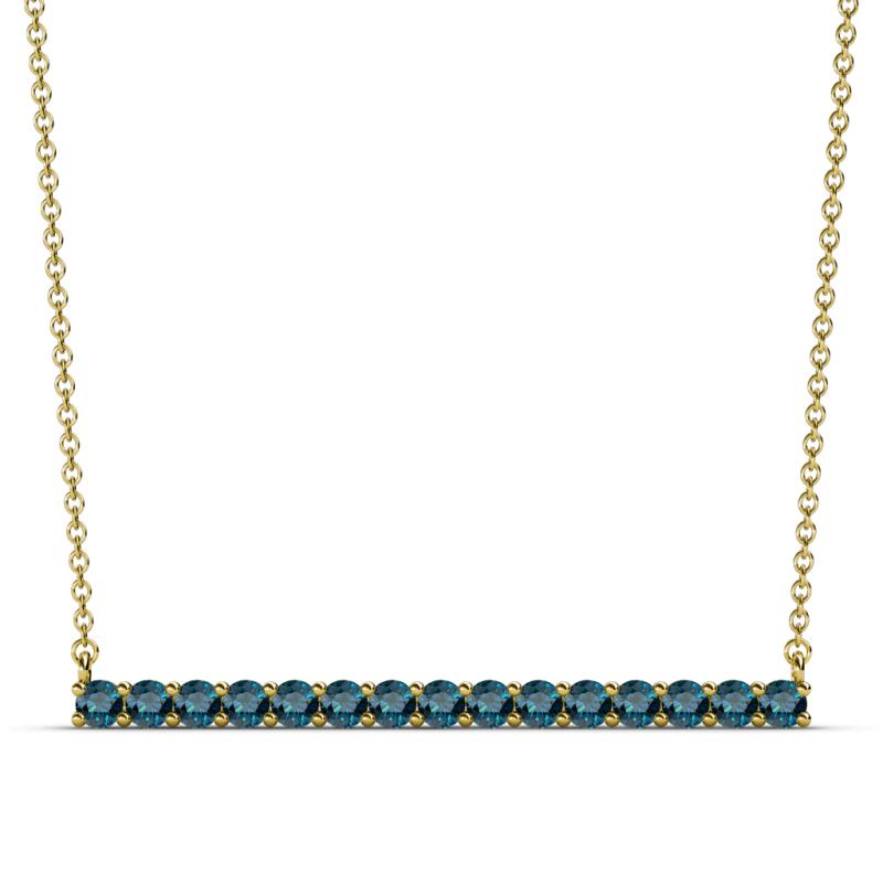 Noya 2.50 mm Round Blue Diamond Horizontal Bar Pendant Necklace 