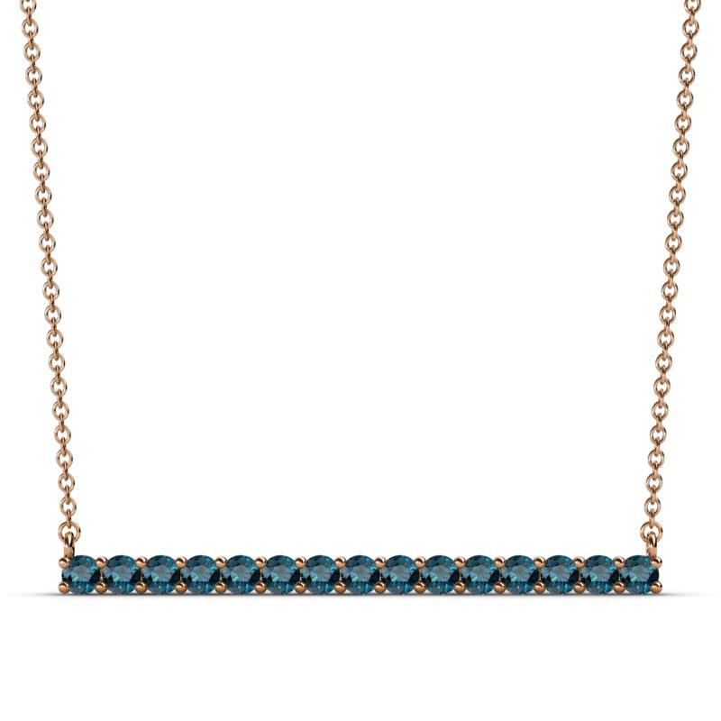 Noya 2.50 mm Round Blue Diamond Horizontal Bar Pendant Necklace 