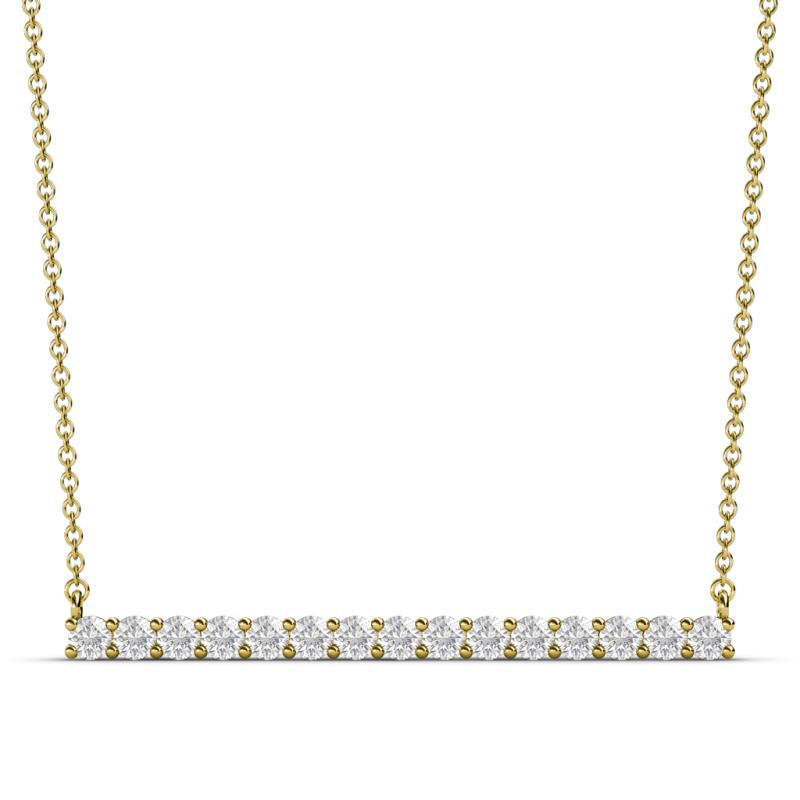 Noya 2.50 mm Round White Sapphire Horizontal Bar Pendant Necklace 