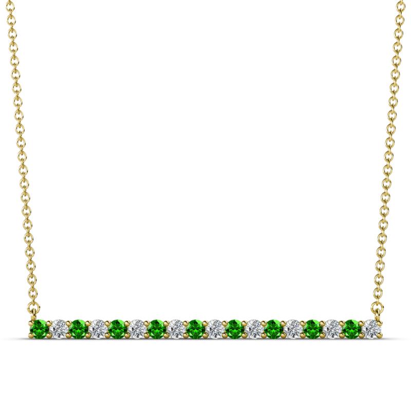 Noya 2.00 mm Round Green Garnet and Diamond Horizontal Bar Pendant Necklace 